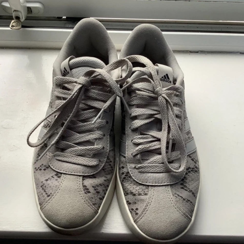 Adidas Women's Gray and White Sneakers